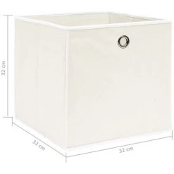 YOUTHUP Bo?tes De Rangement 4 Pcs Blanc 32x32x32 Cm Tissu - Blanc 11 YOUTHUP Bo?tes De Rangement 4 Pcs Blanc 32x32x32 Cm Tissu - Blanc -Petit rangement Soldes Magasin 24551085 5