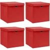 YOUTHUP Bo?tes De Rangement Et Couvercles 4 Pcs Rouge 32x32x32 Cm Tissu - Rouge