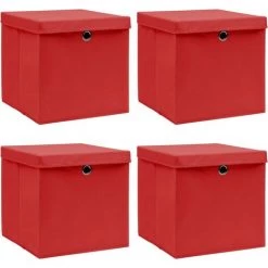 YOUTHUP Bo?tes De Rangement Et Couvercles 4 Pcs Rouge 32x32x32 Cm Tissu - Rouge