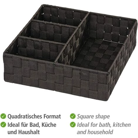 BARES Adria Panier Pour Salle De Bain 4 Séparations Noir Dimensions 32 X 32 X 10 Cm 5 BARES Adria Panier Pour Salle De Bain 4 Séparations Noir Dimensions 32 X 32 X 10 Cm – Image 3