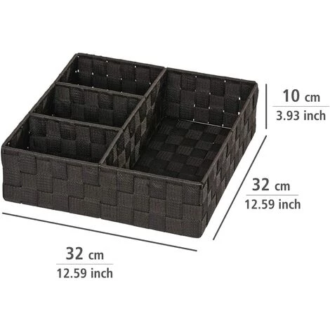 BARES Adria Panier Pour Salle De Bain 4 Séparations Noir Dimensions 32 X 32 X 10 Cm 6 BARES Adria Panier Pour Salle De Bain 4 Séparations Noir Dimensions 32 X 32 X 10 Cm – Image 4