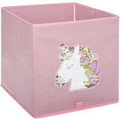 Atmosphera - Bac De Rangement Licorne Sequins - Rose
