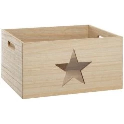 Atmosphera - Lot De 3 Cagettes En Bois Déco En Acrylique Transparent - Beige -Petit rangement Soldes Magasin 24681690 3