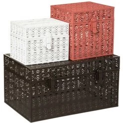 Atmosphera - Lot De 3 Boites De Rangement En Métal Ajouré - Multicolore