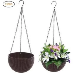 BARES Lot De 2 Paniers Suspendus En Tricot Pour Plantes Suspendues Gris/blanc/rouge/bleu/marron