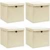 VidaXL Boîtes De Rangement à Couvercles 4 Pcs Crème 32x32x32 Cm Tissu - Crème -Petit rangement Soldes Magasin 25402756 1