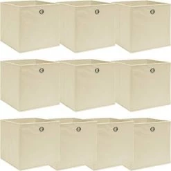 VidaXL Boîtes De Rangement 10 Pcs Crème 32x32x32 Cm Tissu - Crème