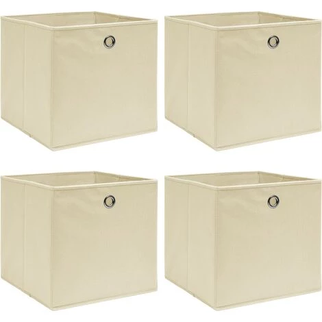 Boîtes De Rangement 4 Pcs Crème 32x32x32 Cm Tissu VidaXL 3 Boîtes De Rangement 4 Pcs Crème 32x32x32 Cm Tissu VidaXL