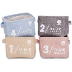 DEVENIRRICHE Set De Rangement Small Baby Linen (Beige, Gris, Rose, Bleu) Organisateur Panier Rangement En Tissu Avec 2 Poignées Des Deux Côtés 20.5x17x15cm - Ensembles De 4 8 DEVENIRRICHE Set De Rangement Small Baby Linen (Beige, Gris, Rose, Bleu) Organisateur Panier Rangement En Tissu Avec 2 Poignées Des Deux Côtés 20.5x17x15cm - Ensembles De 4 -Petit rangement Soldes Magasin 25526855 2