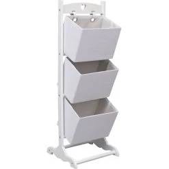 ASUPERMALL Support A Panier 3 Niveaux Blanc 35x35x102 Cm Bois -Petit rangement Soldes Magasin 25967349 5