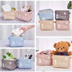 DEVENIRRICHE Set De Rangement Small Baby Linen (Beige, Gris, Rose, Bleu) Organisateur Panier Rangement En Tissu Avec 2 Poignées Des Deux Côtés 20.5x17x15cm - Ensembles De 4 9 DEVENIRRICHE Set De Rangement Small Baby Linen (Beige, Gris, Rose, Bleu) Organisateur Panier Rangement En Tissu Avec 2 Poignées Des Deux Côtés 20.5x17x15cm - Ensembles De 4 -Petit rangement Soldes Magasin 26010746 3
