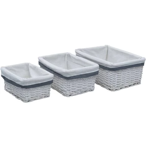 TRUE DEAL Ensemble De Paniers Empilables 3 Pcs Blanc Saule 3 TRUE DEAL Ensemble De Paniers Empilables 3 Pcs Blanc Saule
