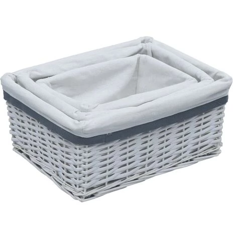 TRUE DEAL Ensemble De Paniers Empilables 3 Pcs Blanc Saule 4 TRUE DEAL Ensemble De Paniers Empilables 3 Pcs Blanc Saule – Image 2