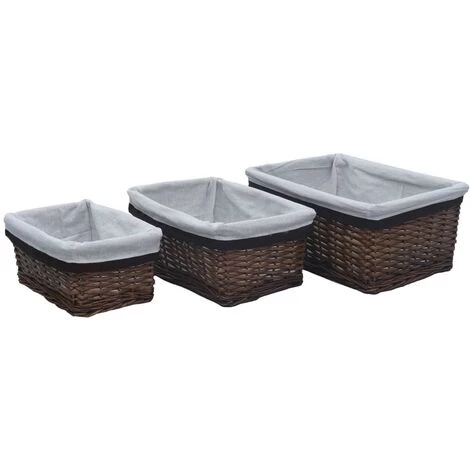 TRUE DEAL Ensemble De Paniers Empilables 3 Pcs Marron Saule 3 TRUE DEAL Ensemble De Paniers Empilables 3 Pcs Marron Saule