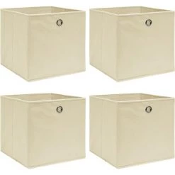 YOUTHUP Boîtes De Rangement 4 Pcs Crème 32x32x32 Cm Tissu - Crème