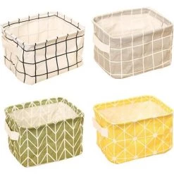 LONGZIMING Boîte De Rangement Pliable Lin Tissu Bureau Rangé Stockage