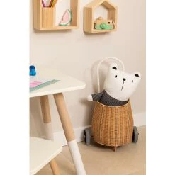 Panier à Roulettes Baskyt Kids SKLUM Osier - Fer - Marron Naturel -Petit rangement Soldes Magasin 26625165 2