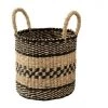 CASAME Panier Rond Tressé En Jonc De Mer Naturel Et Noir - Casâme - Marron -Petit rangement Soldes Magasin 26718966 1