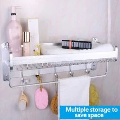 LBTN 2 Niveaux Cuisine Salle De Bain étagère Rack Organisateur Support De Rangement Mural Panier Porte-serviettes Salle De Bain étagère Salle De Bain Organisation (porte-serviettes) -Petit rangement Soldes Magasin 26809495 4