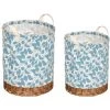 Atmosphera - Set De 2 Paniers De Rangement En Osier Et Tissu Blanc Imprimé Bleu - Bleu -Petit rangement Soldes Magasin 26878481 1