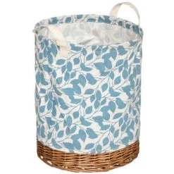 Atmosphera - Set De 2 Paniers De Rangement En Osier Et Tissu Blanc Imprimé Bleu - Bleu -Petit rangement Soldes Magasin 26878481 2
