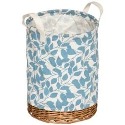 Atmosphera - Set De 2 Paniers De Rangement En Osier Et Tissu Blanc Imprimé Bleu - Bleu -Petit rangement Soldes Magasin 26878481 3