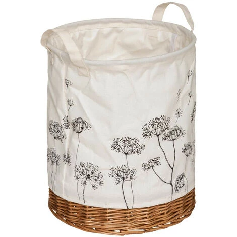 Atmosphera - Set De 2 Paniers De Rangement En Osier Et Tissu Blanc Imprimé Noir - Blanc 4 Atmosphera - Set De 2 Paniers De Rangement En Osier Et Tissu Blanc Imprimé Noir - Blanc – Image 2