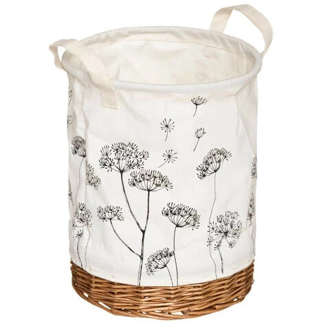 Atmosphera - Set De 2 Paniers De Rangement En Osier Et Tissu Blanc Imprimé Noir - Blanc 5 Atmosphera - Set De 2 Paniers De Rangement En Osier Et Tissu Blanc Imprimé Noir - Blanc – Image 3