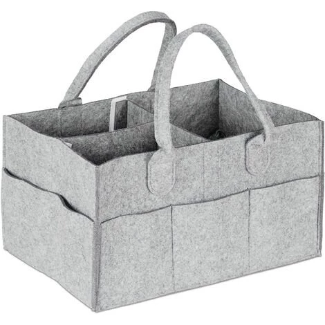 Relaxdays Rangement Couches, 11 Compartiments, Panier Langer Portable, Organiseur Chambre Bébé, Corbeille, Gris Clair 4 Relaxdays Rangement Couches, 11 Compartiments, Panier Langer Portable, Organiseur Chambre Bébé, Corbeille, Gris Clair – Image 2