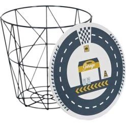 THE HOME DECO KIDS Corbeille De Rangement Filaire Couvercle à Motifs Noir - Circuit - Noir - Circuit -Petit rangement Soldes Magasin 26981187 2