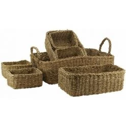 AUBRY GASPARD Ensemble De Corbeilles De Rangement En Jonc (lot De 7) Marron - Marron