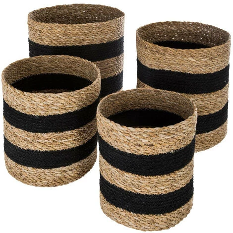 Atmosphera - Set De 4 Paniers De Rangement En Jute Et Seagrass Noir Et Naturel - Trait Noir 3 Atmosphera - Set De 4 Paniers De Rangement En Jute Et Seagrass Noir Et Naturel - Trait Noir