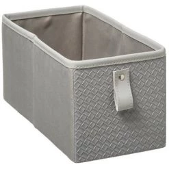 FI-VE Five - Boite De Rangement Façon Cuir Tressé 15 X 31 Cm - Gris