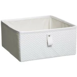 FI-VE Five - Boite De Rangement Façon Cuir Tressé 31 X 15 Cm - Blanc