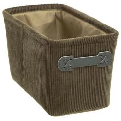 Five - Boite De Rangement En Velours Côtelé Vert Kaki 15 X H 31 Cm - Vert