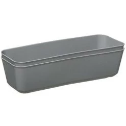 FI-VE Five - Lot De 2 Bacs De Rangement Long En Plastique Flex Gris - Gris