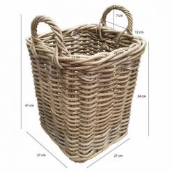 MEUBLETMOI Panier Carré En Kubu Naturel Tressé H.41 Cm Avec Anses - PLATANO - Bois -Petit rangement Soldes Magasin 27950184 5