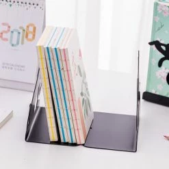 DEVENIRRICHE Serre-livres, Paire De Porte-livres, Métal Noir, Serre-livres Pour étagères, Design Géométrique, Antidérapant 17,5 * 16 * 10cm -Petit rangement Soldes Magasin 27992448 4
