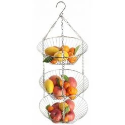 ABCRITAL Panier À Fruits Suspendu Paniers À 3 Couches En Acier Inoxydable Plateau À Fruits Créatif Panier De Vidange Bol À Fruits Domestique Panier De Rangement 40