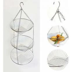ABCRITAL Panier À Fruits Suspendu Paniers À 3 Couches En Acier Inoxydable Plateau À Fruits Créatif Panier De Vidange Bol À Fruits Domestique Panier De Rangement 40 -Petit rangement Soldes Magasin 28063550 3