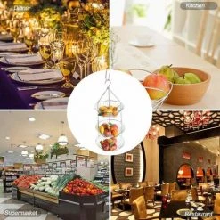 ABCRITAL Panier À Fruits Suspendu Paniers À 3 Couches En Acier Inoxydable Plateau À Fruits Créatif Panier De Vidange Bol À Fruits Domestique Panier De Rangement 40 -Petit rangement Soldes Magasin 28063550 4