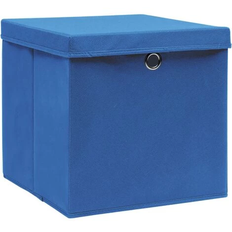 ASUPERMALL Boites De Rangement Avec Couvercle 10 Pcs Bleu 32x32x32cm Tissu 4 ASUPERMALL Boites De Rangement Avec Couvercle 10 Pcs Bleu 32x32x32cm Tissu – Image 2