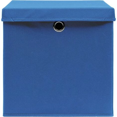 ASUPERMALL Boites De Rangement Avec Couvercle 10 Pcs Bleu 32x32x32cm Tissu 5 ASUPERMALL Boites De Rangement Avec Couvercle 10 Pcs Bleu 32x32x32cm Tissu – Image 3