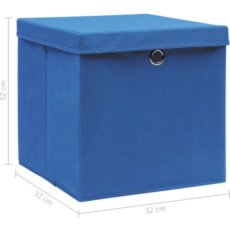 ASUPERMALL Boites De Rangement Avec Couvercle 10 Pcs Bleu 32x32x32cm Tissu 6 ASUPERMALL Boites De Rangement Avec Couvercle 10 Pcs Bleu 32x32x32cm Tissu – Image 4