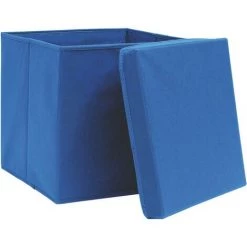 ASUPERMALL Boites De Rangement Avec Couvercle 10 Pcs Bleu 32x32x32cm Tissu 11 ASUPERMALL Boites De Rangement Avec Couvercle 10 Pcs Bleu 32x32x32cm Tissu -Petit rangement Soldes Magasin 28180990 5