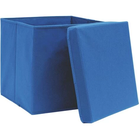 ASUPERMALL Boites De Rangement Avec Couvercle 10 Pcs Bleu 32x32x32cm Tissu 7 ASUPERMALL Boites De Rangement Avec Couvercle 10 Pcs Bleu 32x32x32cm Tissu – Image 5