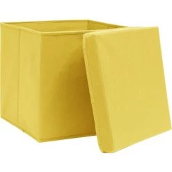 ASUPERMALL Boites De Rangement Et Couvercles 10 Pcs Jaune 32x32x32cm Tissu -Petit rangement Soldes Magasin 28181007 3