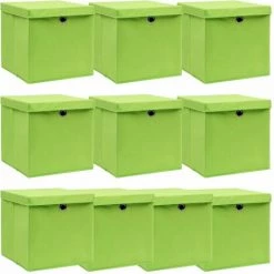 ASUPERMALL Boites De Rangement Avec Couvercles 10pcs Vert 32x32x32cm Tissu -Petit rangement Soldes Magasin 28181011 3
