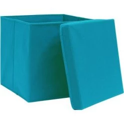 ASUPERMALL Boites De Rangement Et Couvercles 10 Pcs Bleu 32x32x32 Cm Tissu -Petit rangement Soldes Magasin 28181014 4