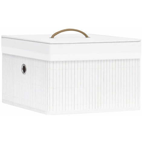 ASUPERMALL Boites De Rangement En Bambou 4 Pcs Blanc 5 ASUPERMALL Boites De Rangement En Bambou 4 Pcs Blanc – Image 3